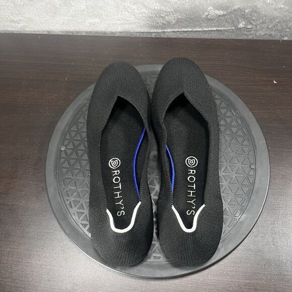 Rothy's Womens Size 10 The Flat Black Flats White Halo Round Toe Comfort Shoes - Picture 5 of 10